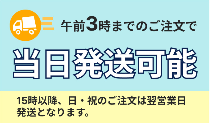 午前3時までのご注文で当日発送可能